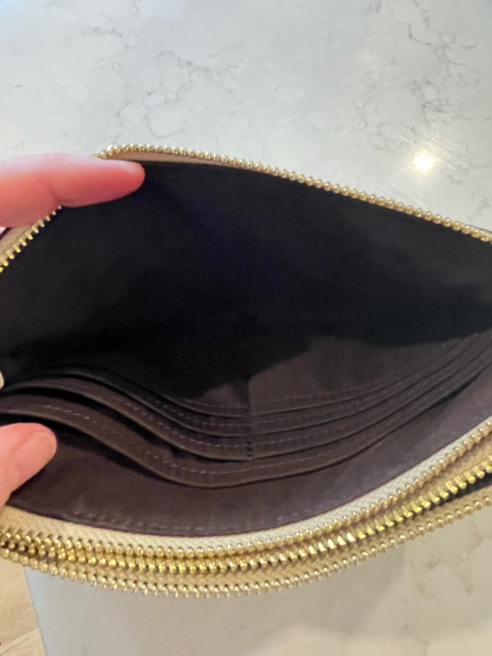 Coach Signature Beige Double Zip Wristlet Clutch - Picture 7 of 8